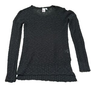 Oh MG Black Textured Knit Sweater Women's Small Long Sleeve Cozy Pullover
